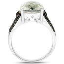 4.41 Carat Genuine Green Amethyst and Green Diamond .925 Sterling Silver Ring-6