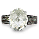 4.41 Carat Genuine Green Amethyst and Green Diamond .925 Sterling Silver Ring-8