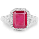 4.55 Carat Glass Filled Ruby and White Topaz .925 Sterling Silver Ring-8