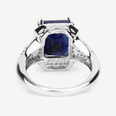 4.80 Carat Glass Filled Sapphire and White Topaz .925 Sterling Silver Ring-10