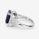 4.80 Carat Glass Filled Sapphire and White Topaz .925 Sterling Silver Ring-11