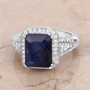 4.80 Carat Glass Filled Sapphire and White Topaz .925 Sterling Silver Ring-13