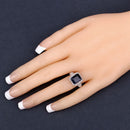 4.80 Carat Glass Filled Sapphire and White Topaz .925 Sterling Silver Ring-14