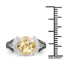 3.64 Carat Genuine Citrine, Champagne Diamond and White Diamond .925 Sterling Silver Ring-6