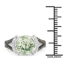 3.59 Carat Genuine Green Amethyst, Green Diamond & White Diamond .925 Sterling Silver Ring-7