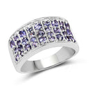 1.23 Carat Genuine Tanzanite .925 Sterling Silver Ring-4