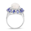 4.25 Carat Genuine Opal, Tanzanite & White Topaz .925 Sterling Silver Ring-5