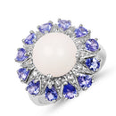 4.25 Carat Genuine Opal, Tanzanite & White Topaz .925 Sterling Silver Ring-4