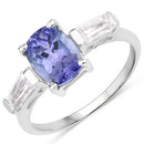 2.00 Carat Genuine Tanzanite and White Topaz .925 Sterling Silver Ring-4