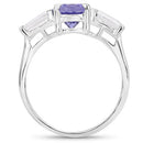 2.00 Carat Genuine Tanzanite and White Topaz .925 Sterling Silver Ring-5