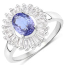 2.47 Carat Genuine Tanzanite and White Topaz .925 Sterling Silver Ring-4