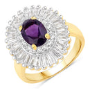 3.20 Carat Genuine Amethyst and White Topaz .925 Sterling Silver Ring-2