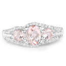 1.34 Carat Genuine Morganite and White Topaz .925 Sterling Silver Ring-6