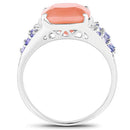 3.97 Carat Genuine Peach Moonstone and Tanzanite .925 Sterling Silver Ring-5