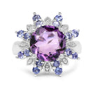 4.06 Carat Genuine Amethyst & Tanzanite .925 Sterling Silver Ring-6