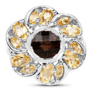 3.46 Carat Genuine Smoky Quartz & Citrine .925 Sterling Silver Ring-6