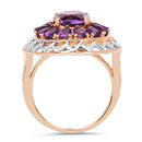14K Rose Gold Plated 4.30 Carat Genuine Amethyst .925 Sterling Silver Ring-5