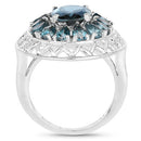 5.98 Carat Genuine London Blue Topaz .925 Sterling Silver Ring-5