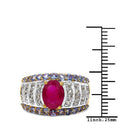 14K Yellow Gold Plated 3.02 Carat Genuine Ruby, Tanzanite & White Topaz .925 Sterling Silver Ring-6