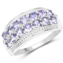 1.44 Carat Genuine Tanzanite & White Topaz .925 Sterling Silver Ring-4