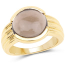 14K Yellow Gold Plated 4.89 Carat Genuine Smoky Quartz .925 Sterling Silver Ring-4