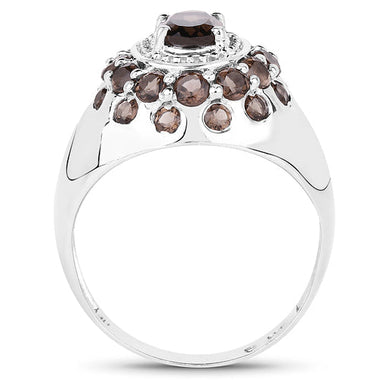 1.90 Carat Genuine Smoky Quartz .925 Sterling Silver Ring - 0
