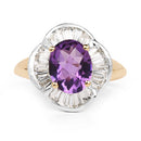 14K Yellow Gold Plated 3.35 Carat Genuine Amethyst & White Topaz .925 Sterling Silver Ring-6