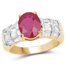14K Yellow Gold Plated 4.72 Carat Glass Filled Ruby and White Topaz .925 Sterling Silver Ring-4