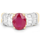 14K Yellow Gold Plated 4.72 Carat Glass Filled Ruby and White Topaz .925 Sterling Silver Ring-6