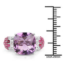 6.55 Carat Genuine Amethyst, Ruby and White Topaz .925 Sterling Silver Ring-6