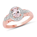14K Rose Gold Plated 0.73 Carat Genuine Morganite & White Topaz .925 Sterling Silver Ring-4