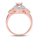 14K Rose Gold Plated 0.73 Carat Genuine Morganite & White Topaz .925 Sterling Silver Ring-5