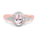 14K Rose Gold Plated 0.73 Carat Genuine Morganite & White Topaz .925 Sterling Silver Ring-6