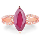 14K Rose Gold Plated 5.11 Carat Glass Filled Ruby and White Topaz .925 Sterling Silver Ring-7