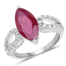 3.56 Carat Genuine Glass Filled Ruby and White Topaz .925 Sterling Silver Ring-4