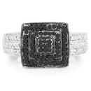 0.55 Carat Genuine Black Diamond and White Diamond .925 Sterling Silver Ring-6