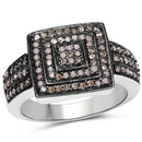 0.42 Carat Genuine Champagne Diamond .925 Sterling Silver Ring-4