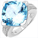 12.40 Carat Genuine Blue Topaz .925 Sterling Silver Ring-4