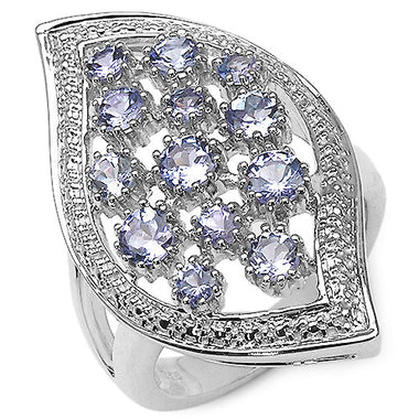 1.47 Carat Genuine Tanzanite .925 Sterling Silver Ring - 0