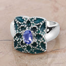 0.44 Carat Genuine Tanzanite .925 Sterling Silver Ring-14