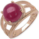 14K Rose Gold Plated 6.55 Carat Genuine Glass Filled Ruby .925 Sterling Silver Ring-4
