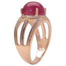 14K Rose Gold Plated 6.55 Carat Genuine Glass Filled Ruby .925 Sterling Silver Ring-5