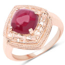 14K Rose Gold Plated 3.15 Carat Genuine Glass Filled Ruby .925 Sterling Silver Ring-1