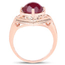 14K Rose Gold Plated 3.15 Carat Genuine Glass Filled Ruby .925 Sterling Silver Ring-2