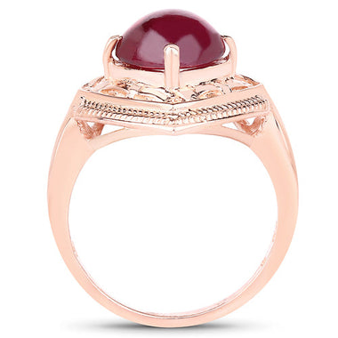 14K Rose Gold Plated 3.15 Carat Genuine Glass Filled Ruby .925 Sterling Silver Ring - 0