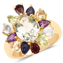 4.48 Carat Genuine Multi Stones .925 Sterling Silver Ring-2