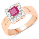 14K Rose Gold Plated 1.26 Carat Genuine Glass Filled Ruby & White Topaz .925 Sterling Silver Ring-4