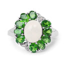 2.93 Carat Genuine Ethiopian Opal, Chrome Diopside & White Topaz .925 Sterling Silver Ring-6
