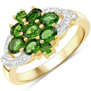 14K Yellow Gold Plated 1.26 Carat Genuine Chrome Diopside .925 Sterling Silver Ring-4