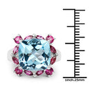8.19 Carat Genuine Blue Topaz & Rhodolite .925 Sterling Silver Ring-6